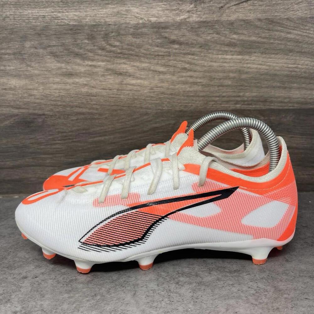 Puma Ultra 5 Match Soccer Cleats Mens Size 7 White Orange FG AG 108166-01